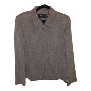 Dana Buchman Vintage Brown Tan Full Zip Zipper Blazer Lined Women's Size 8